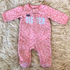 Newborn little sister fleece sleeper